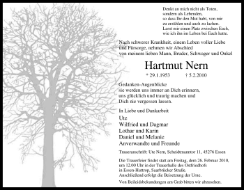 Traueranzeige von Hartmut Nern von Tageszeitung