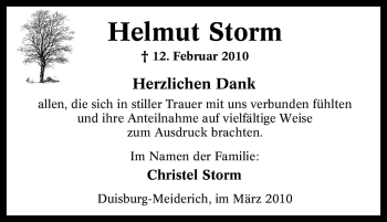 Traueranzeige von Helmut Storm von Tageszeitung