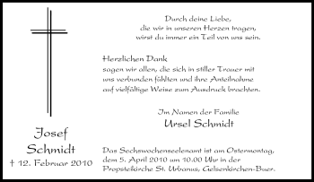 Traueranzeige von Josef Schmidt von Tageszeitung