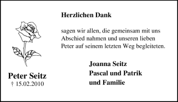 Traueranzeige von Peter Seitz von Tageszeitung