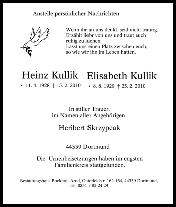 Traueranzeige von Heinz Kullik von Tageszeitung