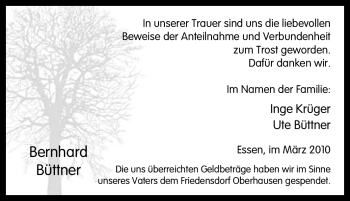 Traueranzeige von Bernhard Büttner von Tageszeitung