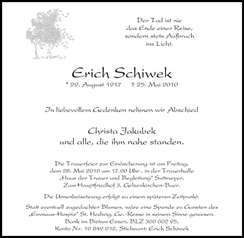 Traueranzeige von Erich Schiwek von Tageszeitung