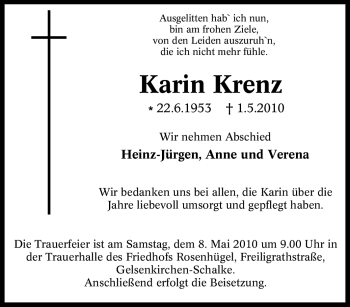 Traueranzeige von Karin Krenz von Tageszeitung