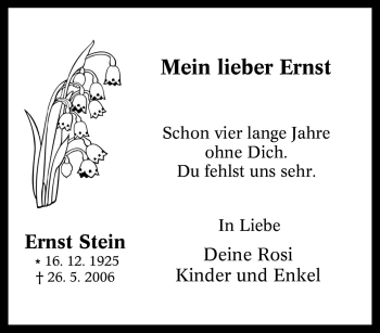 Traueranzeige von Ernst Stein von Tageszeitung