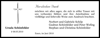 Traueranzeige von Ursula Schönfelder von Tageszeitung
