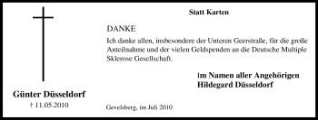Traueranzeige von Günter Düsseldorf von Tageszeitung