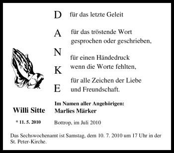 Traueranzeige von Willi Sitte von Tageszeitung