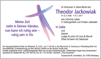 Traueranzeige von Theodor Jackowiak von Tageszeitung
