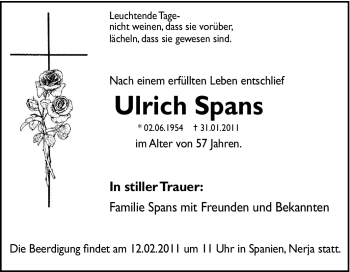Traueranzeige von Ulrich Spans von Tageszeitung