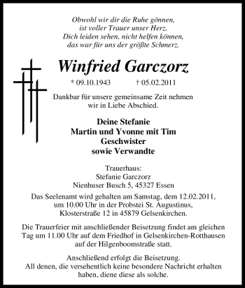 Traueranzeige von Winfried Garczorz von Tageszeitung