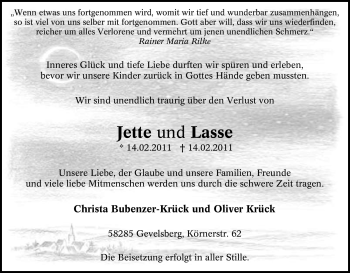 Traueranzeige von Jette Unbekannt von Tageszeitung