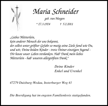 Traueranzeige von Maria Schneider von Tageszeitung