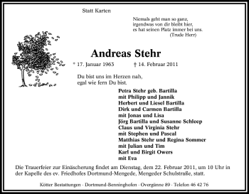 Traueranzeige von Andreas Stehr von Tageszeitung