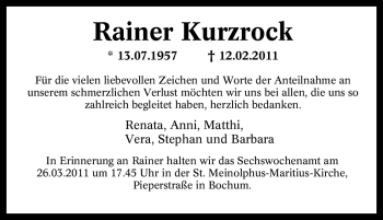 Traueranzeige von Rainer Kurzrock von Tageszeitung