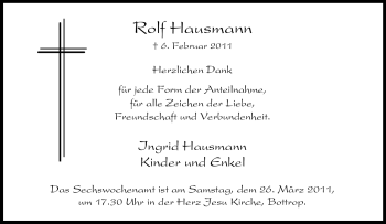 Traueranzeige von Rolf Hausmann von Tageszeitung
