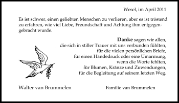 Traueranzeige von Walter van Brummelen von Tageszeitung