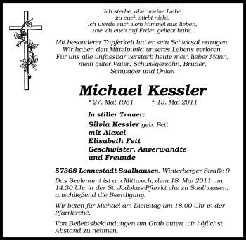 Traueranzeige von Michael Kessler von Tageszeitung