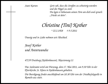 Traueranzeige von Christine Kother von Tageszeitung