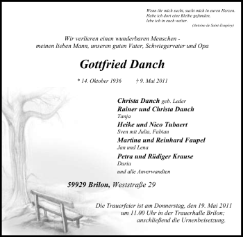 Traueranzeige von Gottfried Danch von Tageszeitung