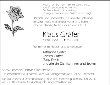 Traueranzeige von Klaus Gräfer von Tageszeitung