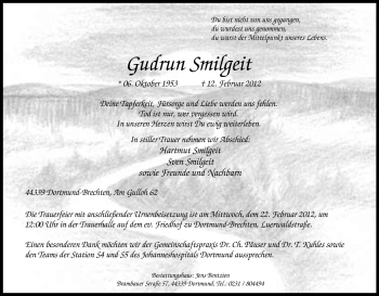 Traueranzeige von Gudrun Smilgeit von Tageszeitung