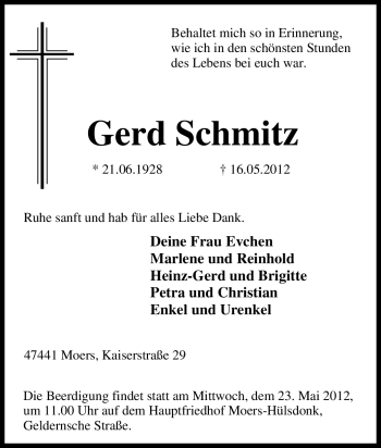 Traueranzeige von Gerd Schmitz von Tageszeitung
