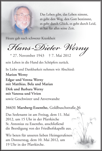 Traueranzeige von Hans-Dieter Werny von Tageszeitung