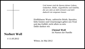 Traueranzeige von Norbert Woll von Tageszeitung