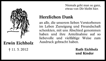 Traueranzeige von Erwin Eichholz von Tageszeitung