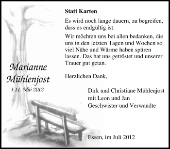 Traueranzeige von Marianne Mühlenjost von Tageszeitung