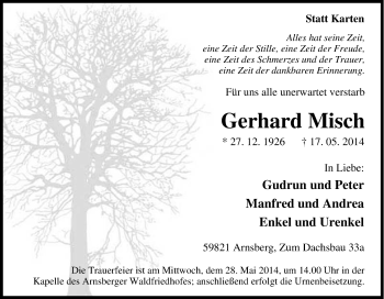 Traueranzeige von Gerhard Misch von Tageszeitung