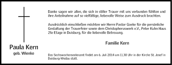 Traueranzeige von Paula Kern von Tageszeitung