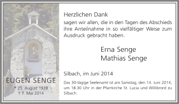 Traueranzeige von Eugen Senge von Tageszeitung