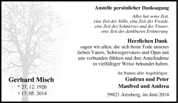 Traueranzeige von Gerhard Misch von Tageszeitung