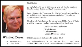 Traueranzeige von Winfried Drees von Tageszeitung