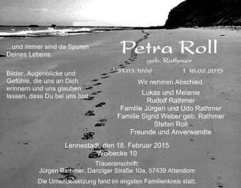 Traueranzeige von Petra Roll von Tageszeitung