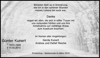 Traueranzeige von Günter Kunert von Tageszeitung