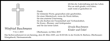 Traueranzeige von Winfried Buschmann von Tageszeitung