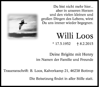 Traueranzeige von Willi Loos von Tageszeitung