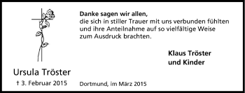 Traueranzeige von Ursula Tröster von Tageszeitung