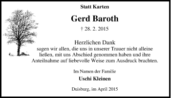 Traueranzeige von Gerd Baroth von Tageszeitung
