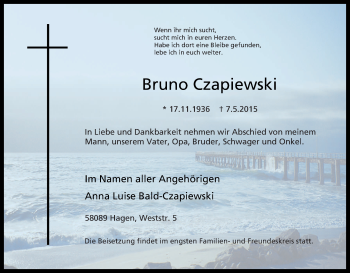 Traueranzeige von Bruno Czapiewski von Tageszeitung