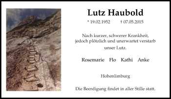 Traueranzeige von Lutz Haubold von Tageszeitung