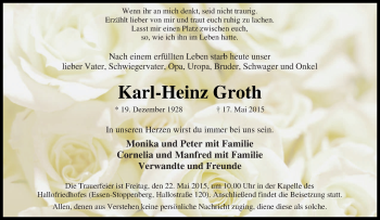Traueranzeige von Karl-Heinz Groth von Tageszeitung