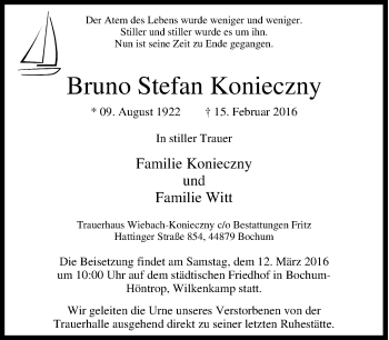 Traueranzeige von Bruno Stefan Konieczny von Tageszeitung