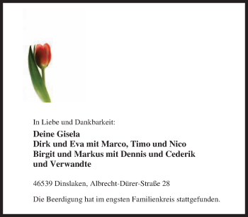 Traueranzeige von Heinz Giese von Tageszeitung