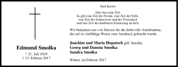 Traueranzeige von Edmund Smolka von Tageszeitung