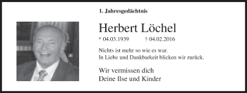 Traueranzeige von Herbert Löchel von Tageszeitung
