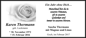 Traueranzeige von Karen Thermann von Tageszeitung